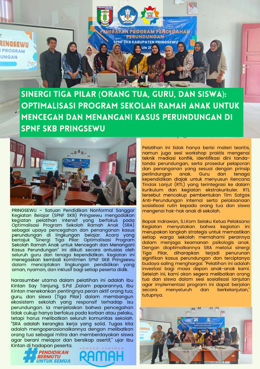 PELATIHAN PEMBELAJARAN MENDALAM DILINGKUANGAN SPNF SKB PRINGSEWU